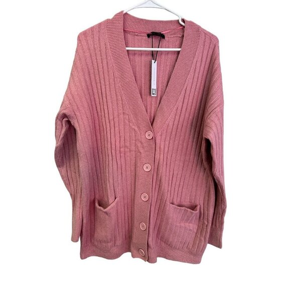 Santuary NWT Women Size S Pink Ribbed Button Long Sleeve Knit Sweater Cardigan - Picture 1 of 12